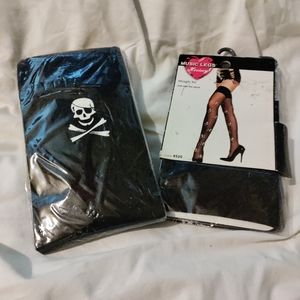 2skull print thigh highs